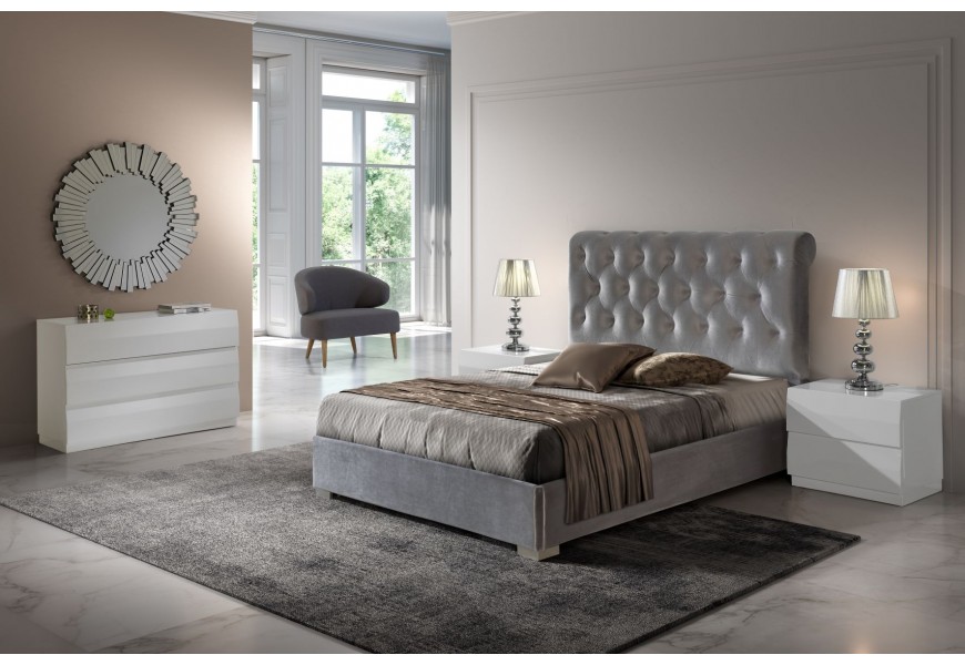 Luxusná chesterfield manželská posteľ Melisa s čalúnením s textilným poťahom