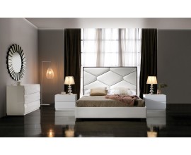 Moderná kožená manželská posteľ Martina s geometrickým vzorovaným čalúnením 150-180cm