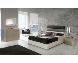 Moderná kožená čalúnená posteľ Desiree s bielo-čiernym poťahom 90-180cm