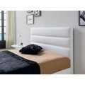 Moderná kožená posteľ Lidia s čalúnením bielej farby s vysokým čelom a s úložným priestorom 90-180cm 