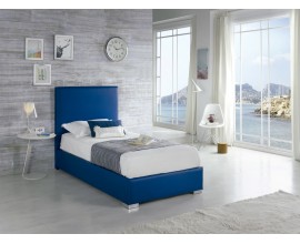 Moderná kožená posteľ Piccolo s modrým poťahom 90-105cm