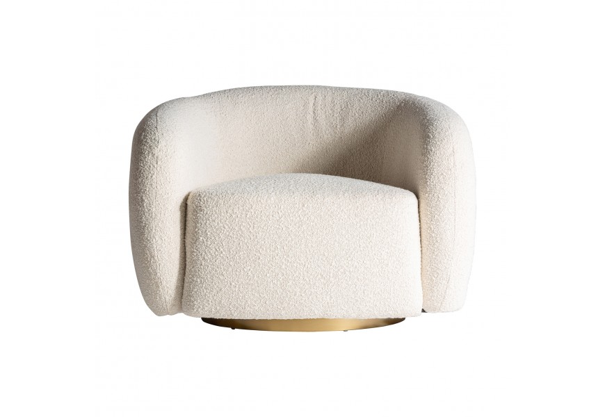 Vintage kreslo Aurélia v luxusnom krémovom prevedení so zlatou podstavou