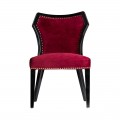 Luxusn&aacute; koloni&aacute;lna jed&aacute;lensk&aacute; stolička Yena z mas&iacute;vu s červen&yacute;m zamatov&yacute;m čal&uacute;nen&iacute;m s čiernymi nožičkami  87cm