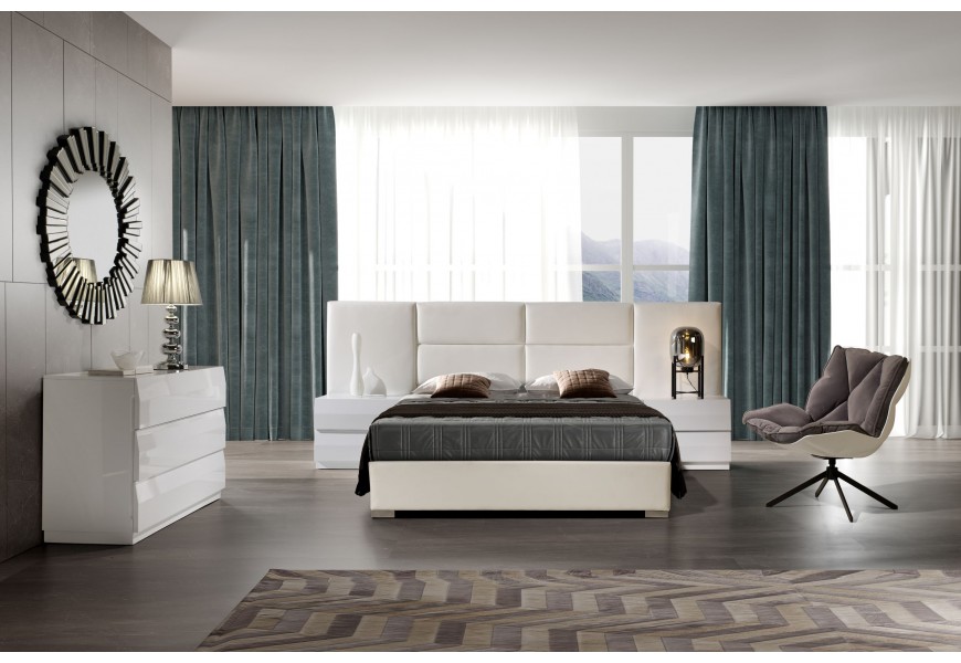Moderná luxusná posteľ Sara s rozšíreným čelom s čalúnením z ekokože 140-180cm
