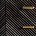 Art-deco luxusná čierna masívna komoda Romienn so zásuvkami na zlatých nohách 95cm