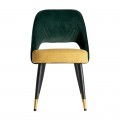 Art-deco dizajnov&aacute; jed&aacute;lensk&aacute; stolička Dosiee na čiernych noh&aacute;ch s poťahom zeleno-žltej farby 89cm