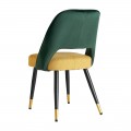 Art-deco dizajnová jedálenská stolička Dosiee na čiernych nohách s poťahom zeleno-žltej farby 89cm