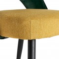 Art-deco dizajnov&aacute; jed&aacute;lensk&aacute; stolička Dosiee na čiernych noh&aacute;ch s poťahom zeleno-žltej farby 89cm