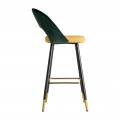 Art-deco luxusná barová stolička Dosiee na čiernych nohách s poťahom zeleno-žltej farby 103cm