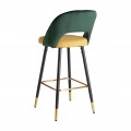Art-deco luxusná barová stolička Dosiee na čiernych nohách s poťahom zeleno-žltej farby 103cm