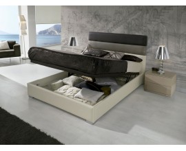 Kožená dizajnová posteľ Desiree s prešívaným čelom a s úložným priestorom 90-180cm