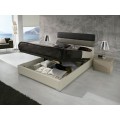 Elegantná moderná manželská posteľ Desiree s poťahom z ekokože v čierno-bielom prevedení s úložným priestorom