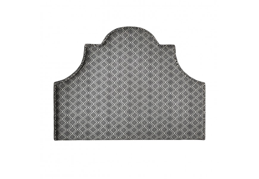 Moderné zadné čelo postele Avers so vzorovaným čierno bielym čalúnením v atypickom tvare