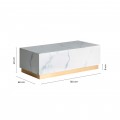 Art-deco moderný TV stolík Moraira bielej farby s mramorovým  vzorom a so zlatou podstavou 120cm