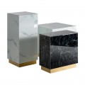 Art-deco elegantný príručný stolík Moraira štvorcového tvaru s mramorovým vzorom a zlatou podstavou 60cm