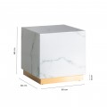 Art-deco elegantný príručný stolík Moraira štvorcového tvaru s mramorovým vzorom a zlatou podstavou 60cm