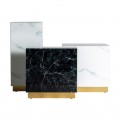 Art-deco elegantný príručný stolík Moraira čiernej farby s mramorovým vzorom a zlatou podstavou 60cm