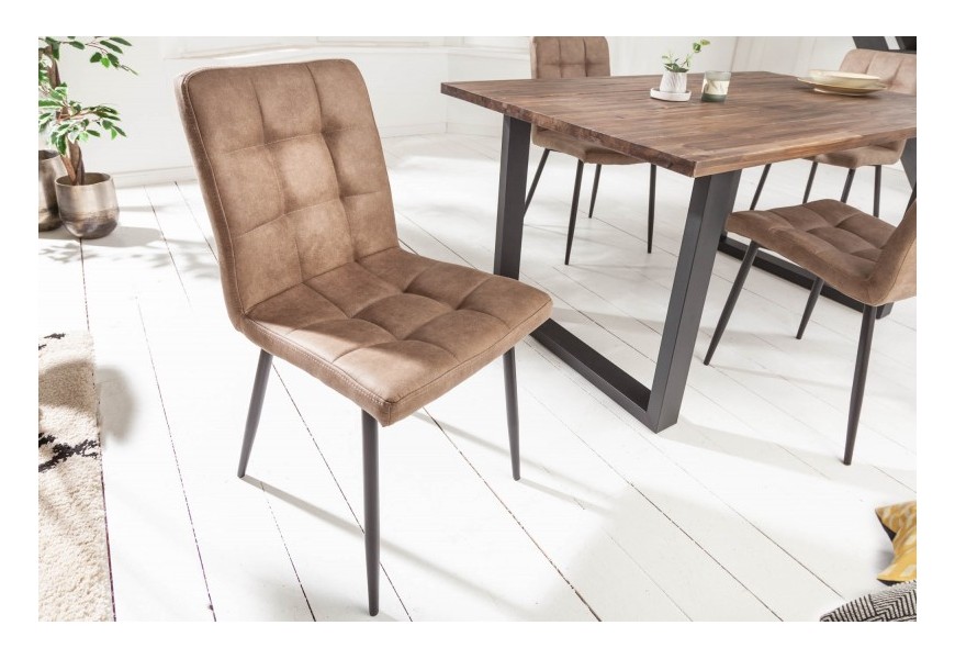 Čalúnená dizajnová stolička Modena so sivohnedým poťahom z mikrovlákna 87cm