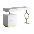 Art-deco luxusný stolík Moraira s mramorovým vzorom a s piatimi zásuvkami 140cm