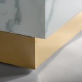 Art-deco moderný kancelársky stôl Moraira bielej farby s mramorovým efektom a zlatou podstavou 120cm 