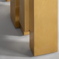 Art-deco luxusný sklenený jedálenský stôl Moraira bielej farby so zlatými kovovými nohami 220cm