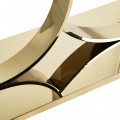 Luxusný art-deco konzolový stolík Desna s bielou mramorovou vrchnou doskou a kovovou zlatou podstavou v tvare kruhov 145cm