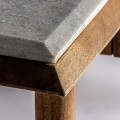 Art-deco písací stolík Plissé Nature z dreveného masívu v hnedej naturálnej farbe s mramorovou vrchnou doskou 135cm
