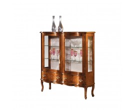 Luxusná klasická dvojdverová nízka vitrína Clásica s dvomi zásuvkami s rustikálnym zdobením 120 cm