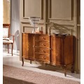 Luxusný rustikálny príborník Clasica z masívneho dreva so štyrmi zásuvkami a dvomi skrinkami 133 cm