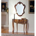 Rustikálny luxusný konzolový stolík Clasica z masívneho dreva hnedej farby s ornamentálnym zdobením 88cm