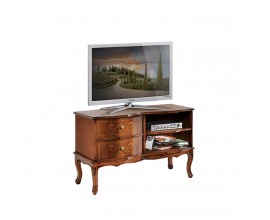 Rustikálny luxusný TV stolík Clásica s dvomi zásuvkami a poličkami s detailným vyrezávaním 87cm 