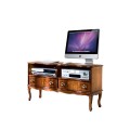 Klasický rustikálny TV stolík Clasica z masívu s dvomi poličkami a dvomi zásuvkami 110cm