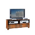 Barokový masívny TV stolík Clasica s dvomi poličkami a zásuvkami s ornamentálnym zdobením 110cm