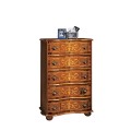 Rustikálna luxusná vysoká komoda Clasica s piatimi zásuvkami s dekoratívnou intarziou 86cm