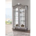 Luxusná klasická presklená dvojdverová vitrína Clasica z dreveného masívu s barokovou výzdobou a chippendale nožičkami 210 cm
