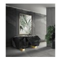 Luxusná lesklá art-deco komoda z čierneho dreva s pozlátenou podstavou a mosadznými chrobákmi Diamond Metamorphosis  v interiéri