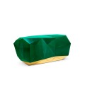 Luxusná art-deco postriebrená komoda z masívneho dreva s pozlátenou podstavou Diamond Emerald