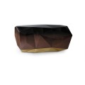 Luxusný moderný príborník z masívneho dreva s lesklou povrchovou úpravou a pozlátenou podstavou Diamond Chocolate 185 cm