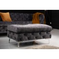Chesterfield taburetka Modern Barock so sivým zamatovým poťahom 90cm