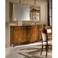 Rustikálny luxusný príborník Pasiones z masívneho dreva so štyrmi zásuvkami a dvierkami s ornamentálnou intarziou 197cm