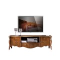 Barokový masívny TV stolík Pasiones s poličkami, dvierkami a zásuvkami a s bohatým rustikálnym zdobením 187cm