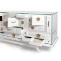 Luxusná biela masívna komoda Mondrian v prestížnom vyhotovení s dizajnovými zásuvkami 186cm