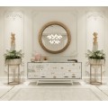Luxusná biela masívna komoda Mondrian v prestížnom vyhotovení s dizajnovými zásuvkami 186cm