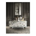 Luxusná biela masívna komoda Mondrian v prestížnom vyhotovení s dizajnovými zásuvkami 186cm