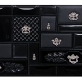 Luxusná moderná art-deco komoda Mondrian z lakovaného čierneho masívu s dizajnovými zásuvkami 186cm