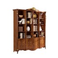 Masívna luxusná knižnica Pasiones v rustikálnom štýle s poličkami a dvierkami s vyrezávaným zdobením 225cm