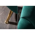Art-deco štýlová tyrkysová zamatová sedačka Meridea na nožičkách zlatej farby 220cm