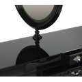 Luxusný čierny toaletný stolík Mondrian z lakovaného masívu a čiernych skiel s otočným zrkadlom 147cm