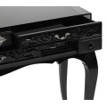 Luxusný čierny toaletný stolík Mondrian z lakovaného masívu a čiernych skiel s otočným zrkadlom 147cm
