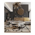 Luxusný dizajnový konferenčný stolík v čiernej farbe z masívneho dreva a nehrdzavejúcej ocele Diamond v interiéri